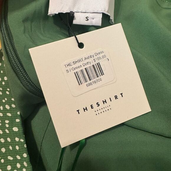 NWT THE SHIRT Rochelle Behrens The Ashby Dress Green Dotty Women’s Size SMALL - Picture 14 of 16